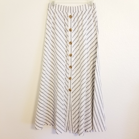 Robert Louis Dresses & Skirts - Robert Louis Linen Blend Ticking Stripe Maxi Skirt